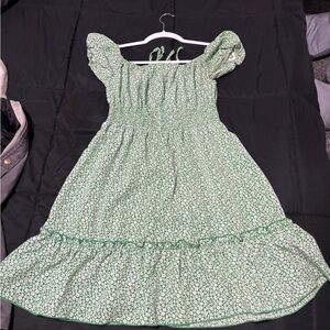 Green Floral Kids Dress